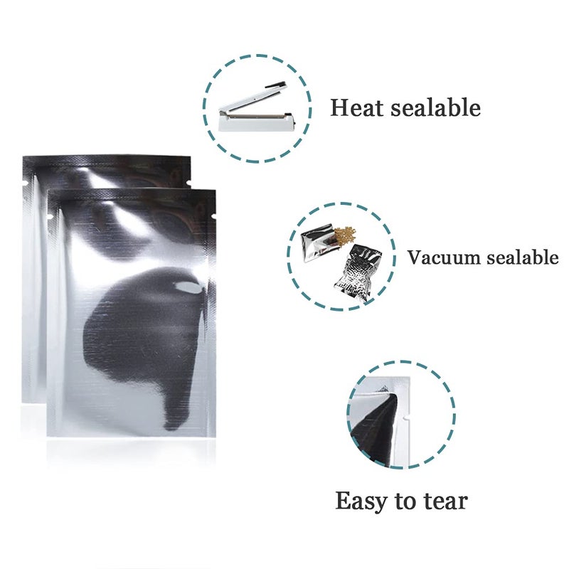 PABCK 500 Pack 2.4x3.5 inch (Usable Size 2x3.1 inch) Silver Foil Pouch Heat Seal Bulk Food Storage Bags Vacuum Sealer Wrapping - Image 2